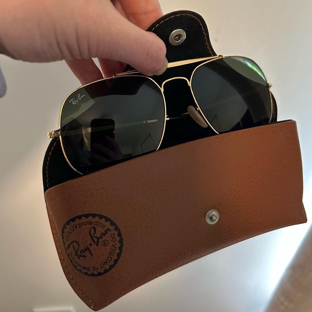 Gold Ray-Ban Sunglasses with Case